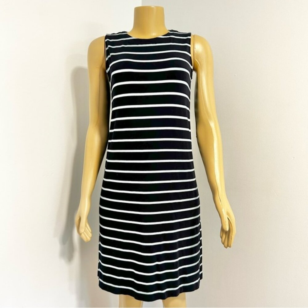 J.Jill Wearever Collection Women's Sleeveless Knee Length Dress Blue Striped XS